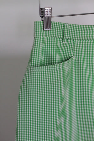 Green gingham skirt / M-L