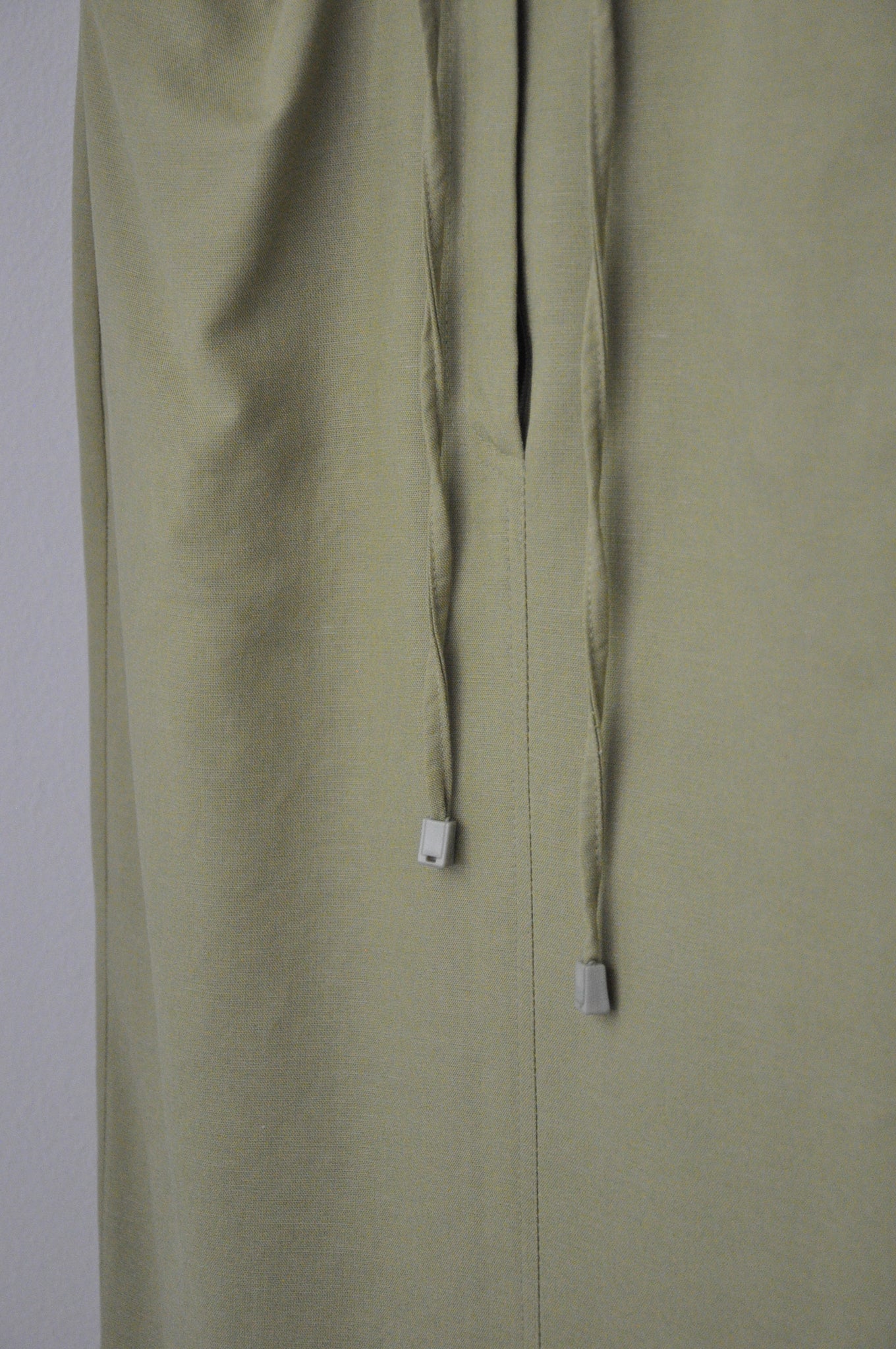 Linen lime green midi skirt / M