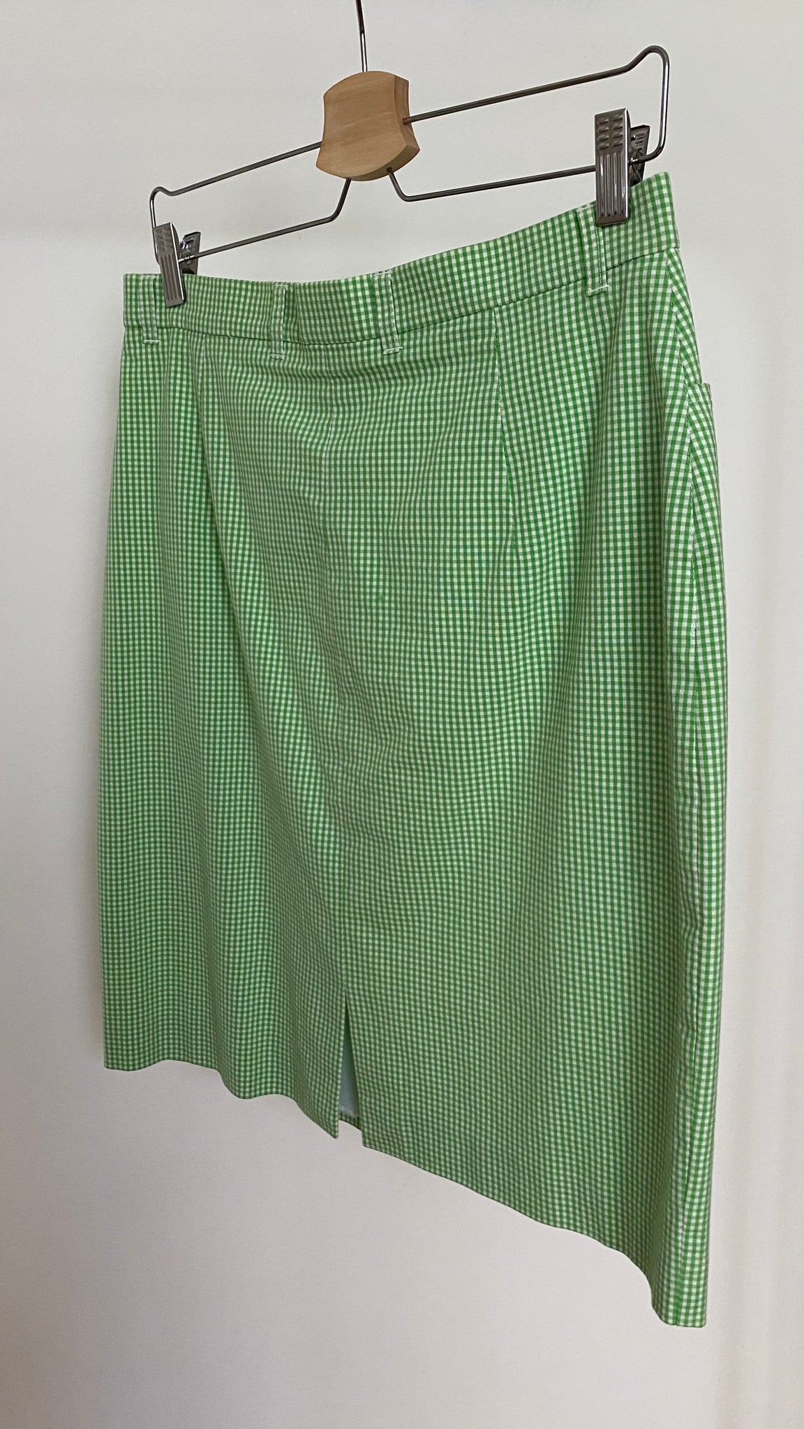 Green gingham skirt / M-L